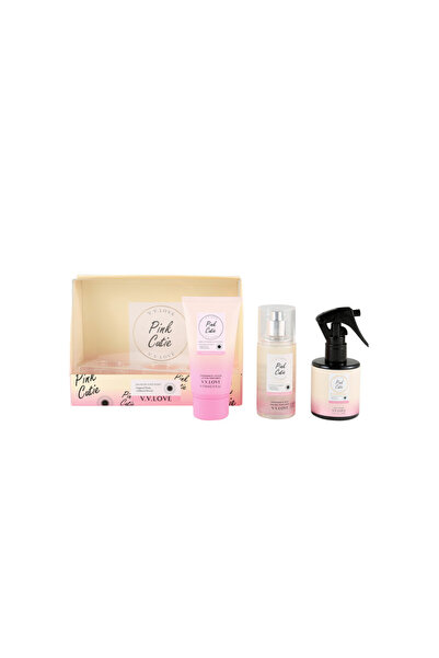 V.V LOVE V.V. Love set (Body lotion 75 ml + Body spray 90 ml + Hair perfume 100 ml) Pink Cutie
