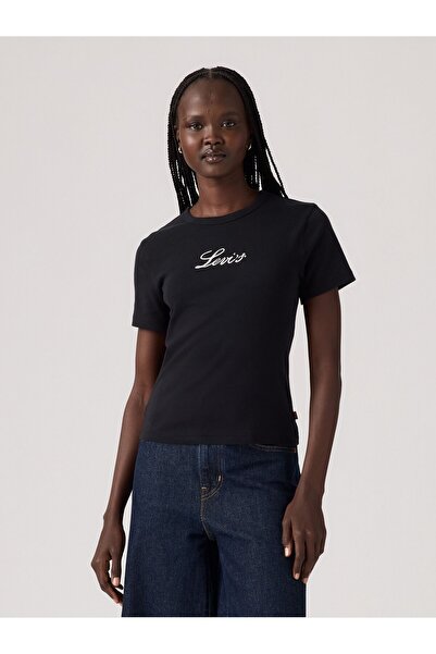 Levi's Women's Black T-Shirt with Glitter Detail T-Shirt 17944-0107