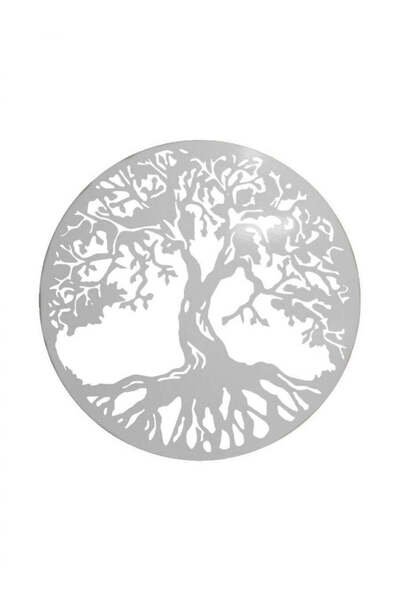 buz Decorațiune metalică de perete - Copacul Vieții, alb, 45 x 45 cm