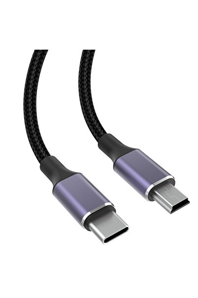 Other كابل شحن ومزامنة بيانات USB Type-C إلى Mini USB (OTG)، مضفر، متوافق مع ...