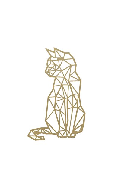 buz Decorațiune murală metalică, model pisică, 47,6 x 30 cm, auriu