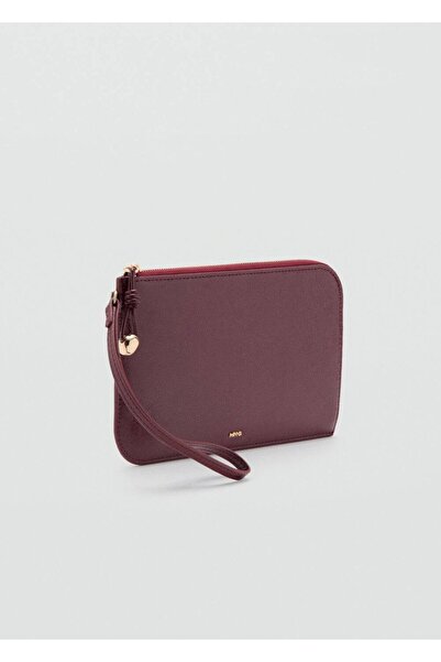 MANGO Woman Pürüzlü deri görünümlü pochette