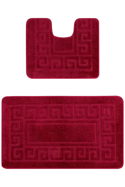 ETHNIC Set of 2 Bath Mats Model 2577, Red, Anti-Allergic, Polypropylene