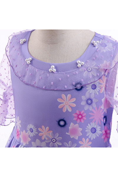 OEM Elegant tiered dress, purple with flowers 2-3 years 100 cm