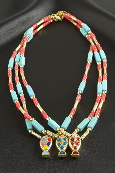 Marsilyan Fish Stone Bead Necklace
