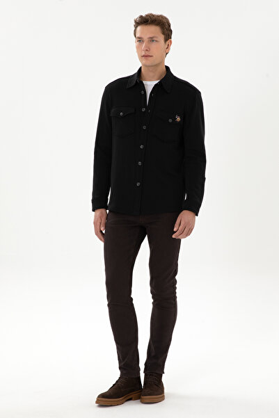 U.S. Polo Assn. Erkek Siyah Örme Gömlek 50316673-VR046