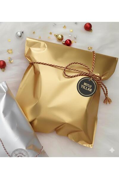Poros Store Hediye Paketi 10 adet 35x50 Altın Hazır Yapışkanlı Hediye Poşeti