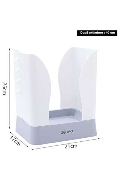OEM Coș de gunoi extensibil, 21-40 cm, pliabil, baie, bucătărie, camping, alb gri
