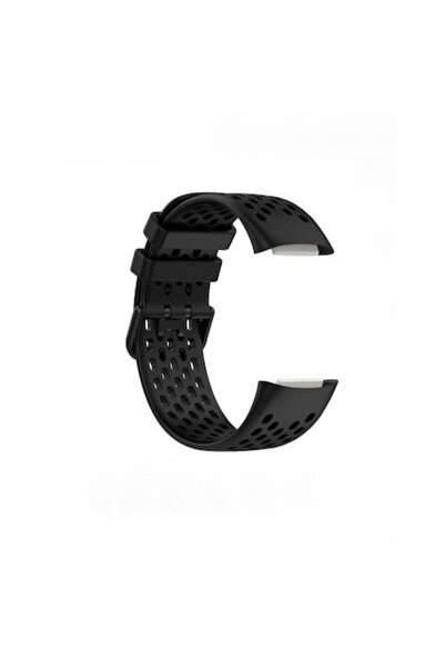 digital-play Silicone Strap for Fitbit Charge 5 - Perforated Black with Buckle
