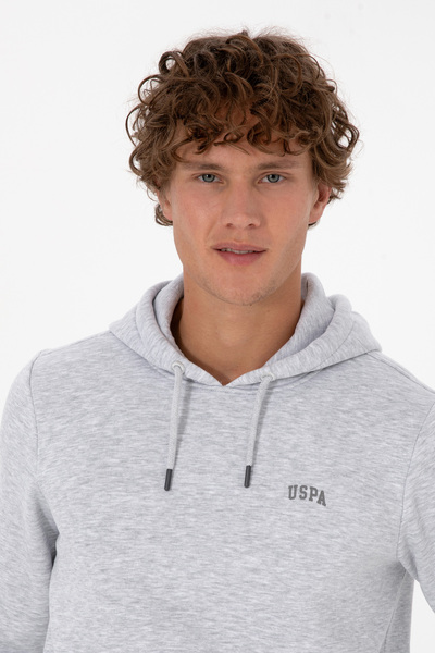 U.S. Polo Assn. Men's Regular Fit Hooded Fleece-Lined Light Gray Basic Sweatshirt 50315582-Vr001