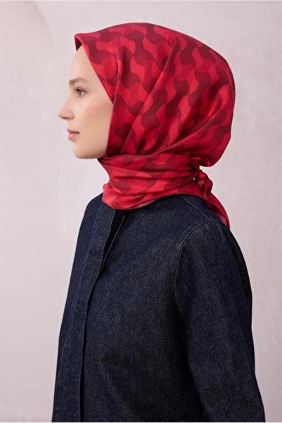 Belli Tivil Pure Silk Scarf Ist 4211-02 Burgundy Geometric Pattern