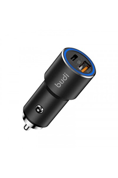 Budi Dual-port car charger with Qualcomm fast charging (QC3.0) and (PD3.0) technology, total capacity 38 watts