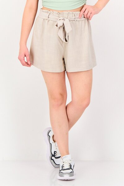 DOROTHY PERKINS Women Textured Belted Basic Shorts, Light Grey