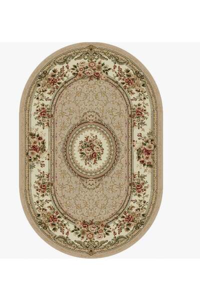 Lotos Oval Carpet Covorexpert 571-110, 100 x 200 cm, Beige, Cream, 8 mm Thread, Anti-Allergic, Living Room