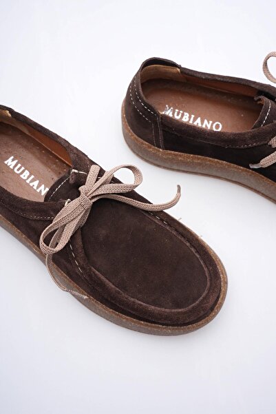 Mubiano Kadın Hakiki Süet Loafer Comfort Tabanlı Günlük Ayakkabı Kahve Misley