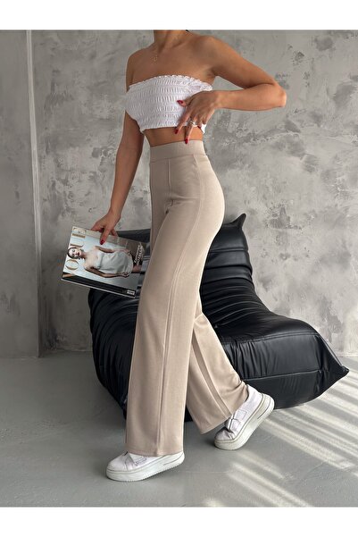 Gugus Women's Modal Fabric Loose Legs with Sewn Front and Elastic Waist Casual Pants