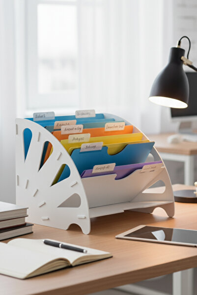 Simux Sunrise Masaüstü Ahşap Dosyalık- Çok Amaçlı Organizer