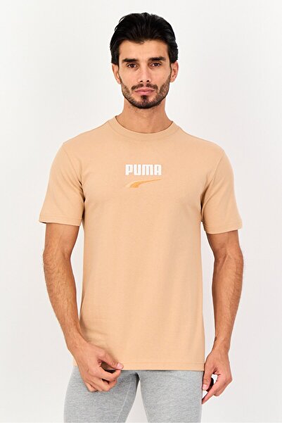 Puma تي شيرت رجالي رياضي بأكمام قصيرة مناسب للأنشطة الخارجية، لون بني غامق