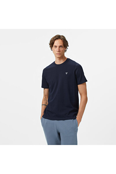 Guess Patch Regular Fit Men's Navy Blue T-Shirt