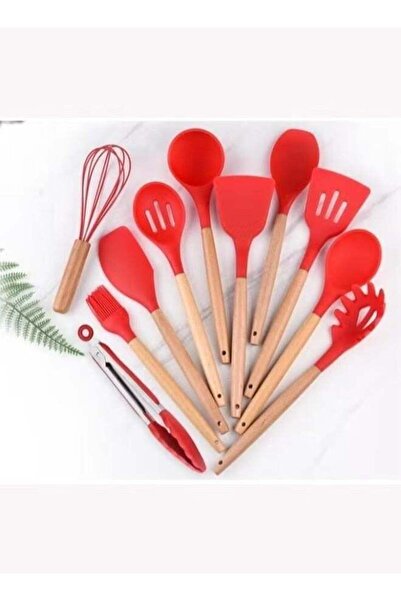 Generic 12 Piece Silicone Cooking Utensil Set with Wooden Handles â€“ Heat Resistant Non-Stick Safe Dishwas