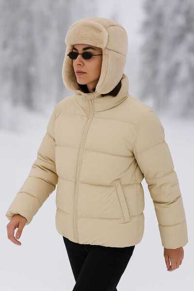 Netodak قبعة أوشانكا نسائية من الفرو الصناعي - ألوان أسود وكريمي وأبيض مع خيا...