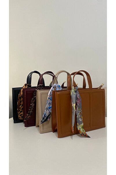 Ergün Stylish Women's Brown Hand and Shoulder Bag with Scarf / Purse / Should...