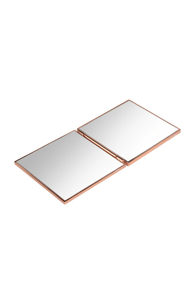 unbranded Rose Gold Plated Double-Sided Square Foldable Pocket/Desk Cosmetic Mirror