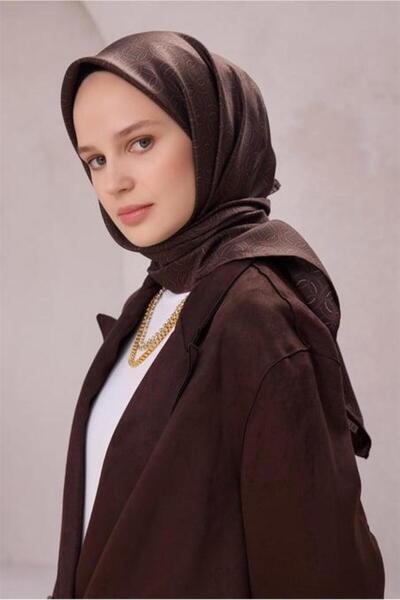 Belli Tivil Saf İpek Eşarp 4215 - 61 Koyu Bordo Soyut Desen