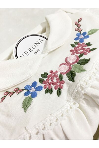 VERONA TARZ Baby Girl Boxed Luxury 5-Piece Hospital Discharge Set Embroidered Floral Cotton 50-56cm 0-3 Months