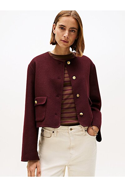 Tommy Hilfiger DF WOOL BLEND REG LADY JACKET Kadın Kırmızı Mont - WW0WW47446