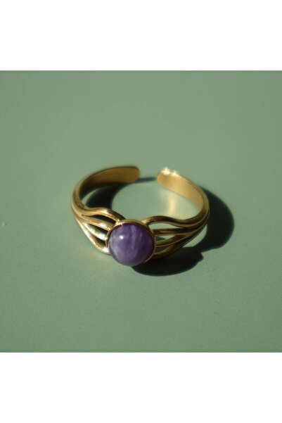 B Design jewelry Ametist Niri Çelik Yüzük