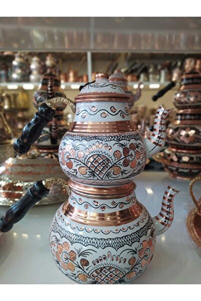 KARACA BAKIR İşlemeli Bakır Demlik