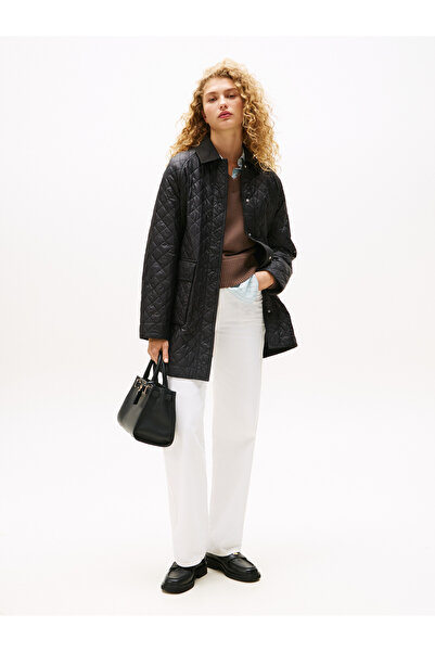 Tommy Hilfiger POLSTROVANÁ NYLONOVÁ PROŠÍVANÁ BUNDA Dámská černá parka - WW0WW46448