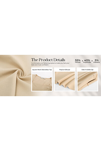 OEM Long, fitted, elegant, sleeveless blouse Cream L