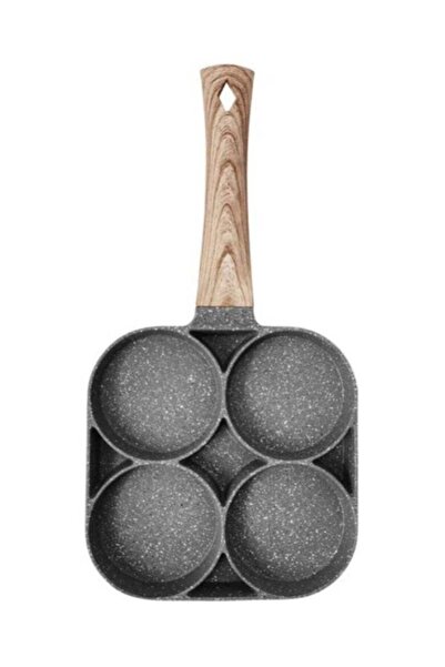 Generic ELTRAZONE 4 Hole Omelet Pan for Burger Eggs Ham Pancake Maker Wooden Handle Frying Pot Non-Stick Co