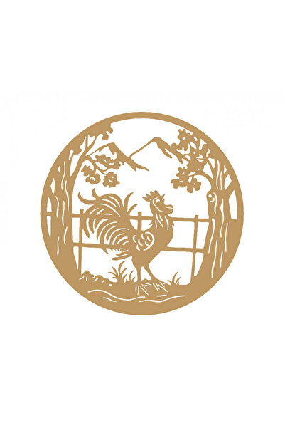 buz Decorațiune murală metalică, model de cocoș, auriu