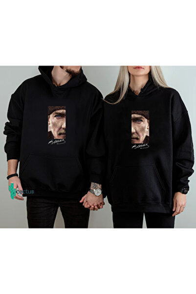 CACTUS COLLECTION cu glugă Swea tricou Hanorac unisex din bumbac cu supradimensionat fire O 3 Combinație de cupluri (prețul unitar) Atatürk Signature