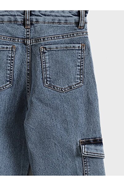LC Waikiki LCW Kids Beli Ayarlanabilir Lastikli Kız Çocuk Kargo Jean Pantolon