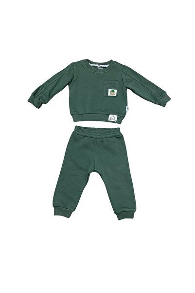 OEM Set trening bebeluș verde închis din bumbac cu buzunar decorativ