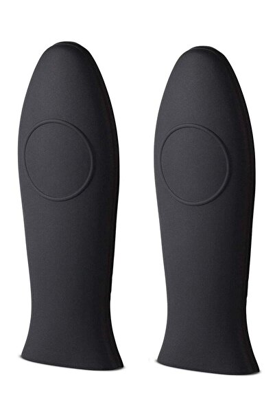 Generic 2Pcs Non-Slip Silicone Hot Handle Holder Pot Iron Grip Sleeve Cover for Kitchen Home,Black