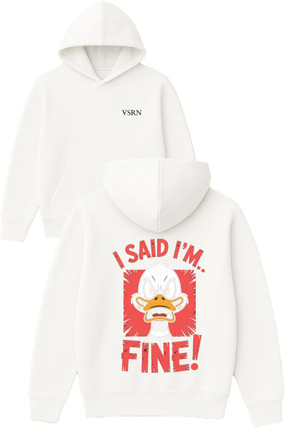 VSRN Sweatshirt alb supradimensionat cu glugă și imprimeu de design, marca I'...