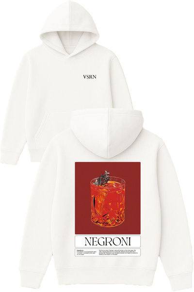 VSRN negroni çetele Hanorac alb supradimensionat cu glugă și imprimeu design