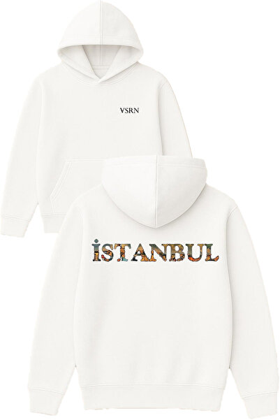 VSRN istanbul 1 Φούτερ με στάμπα σχεδίου, υπερμεγέθη, λευκό, με κουκούλα