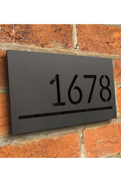 buz Personalized metal house/apartment number plate, black, CNC