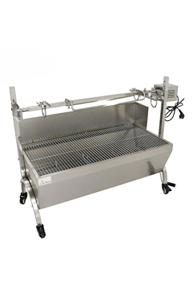 buz Electric grill with rotisserie and spit, mobile, stainless steel, dimensions 114 x 23 x 40 cm