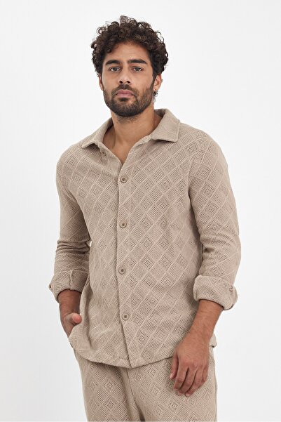 İLKCET MODA Ανδρικό σετ πουκάμισο με σχέδιο και παντελόνι