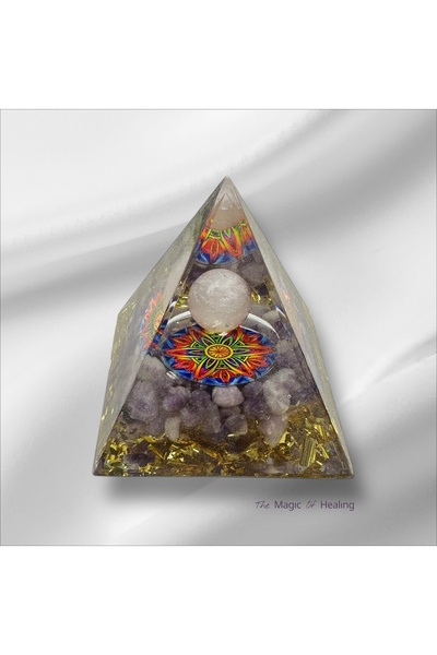 The Magıc of Healıng Doğal Taş Ametist Orgon Piramidi (orgon piramit) Lotus