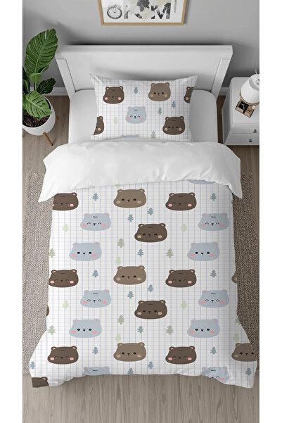 GREENDECOR طقم غطاء لحاف أطفال أنيق وبسيط باللون الأبيض بدون ملاءات بتصميم خا...