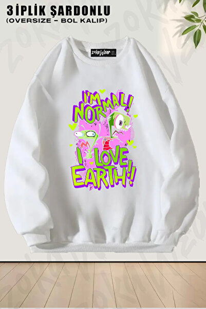 ZOKAWEAR Invader Zim Gir, model unisex, liber, sunt normal, iubesc Pământul!!...