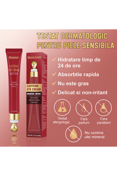 Wansiven Cremă contur ochi antirid cu cafeină, acid hialuronic, hidratare intensă, anti-îmbătrânire, 20 ml